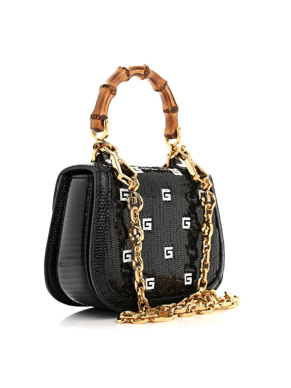 Gucci Sequin Lizard Embossed Gg Mini #294135G18B - Picture 3 of 11